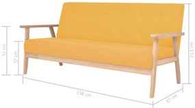 3 pcs conjunto de sofás tecido amarelo