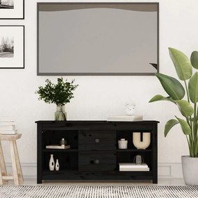 Móvel de TV 103x36,5x52 cm madeira de pinho maciça preto