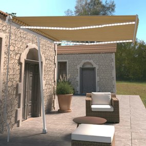 Toldo retrátil manual com LED 300x250 cm amarelo e branco