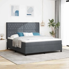 vidaXL Cama Box com cabeceira Cinza Escuro 180 x 200 cm Veludo