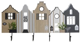Bengaleiro de Parede Dkd Home Decor Madeira Mdf Casas (50 X 4.5 X 25 cm)