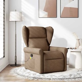 vidaXL Poltrona de massagens reclinável tecido castanho