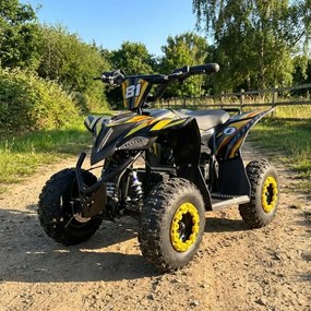 Mini moto 4 elétrica infantil - VOLT 1000 W 36 V, com 3 velocidades reguláveis, c/ marcha atrás Amarela