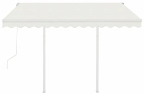 Toldo retrátil automático com postes 3,5x2,5 m cor creme