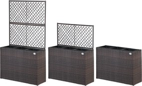 Floreira Polyrattan com treliça 146 x 83 x 30,5 cm Castanha