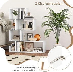Estante geométrica de 5 níveis em forma de S com cubos abertos Kits anti-derrapantes Branca