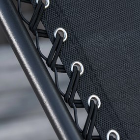 Outsunny Espreguiçadeira Dobrável Gravidade Zero com Toldo Apoio para os Braços Espreguiçadeira Reclinável com Bandeja Removível 90x67x110cm Preto