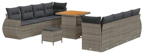 Conjunto de Sofá de Jardim com 11 Peças e Almofadas Cinza em Rattan de