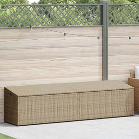 Caixa de arrumação para jardim 220x50x58 cm vime PE Bege