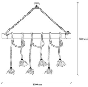 Candeeiro Suspenso Erebos – Madeira – 100 x 7 cm