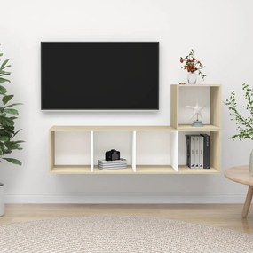 vidaXL 2 pcs conjunto móveis TV derivados madeira branco/carv. sonoma