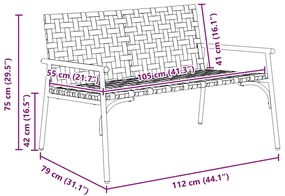 Banco de Jardim vidaXL Preto 113x79x75 cm Polirattan