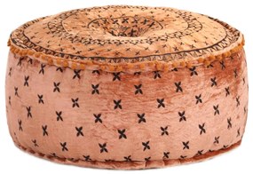 vidaXL Pufe redondo com bordado 60x25 cm veludo cor ferrugem