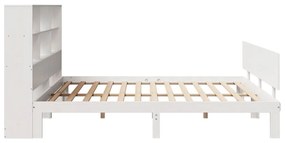 Cama com estante sem colchão 200x200 cm pinho maciço branco