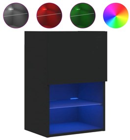 Móveis de TV com luzes LED 2 pcs 40,5x30x60 cm preto