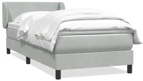 vidaXL Cama com molas/colchão 100x220 cm veludo cinza-claro