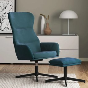 Cadeira de descanso com banco veludo azul