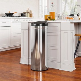 Caixote do lixo automático para cozinha de 50 L em aço inoxidável, com tampa de fecho suave, 30,5 x 30,5 x 85 cm, prateado