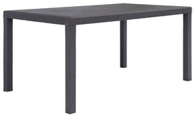 vidaXL Mesa de jardim 150x90x72 cm plástico castanho c/ aspeto de vime