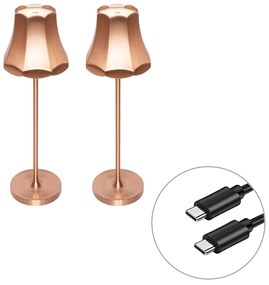 LED Conjunto de 2 Candeeiros de Mesa Retro Cobre Recarregáveis IP44 - Granny Retro