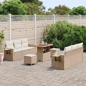 Conjunto de Sofá de Jardim com 9 Peças e Almofadas Bege Polyrattan Acá