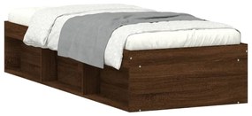 Estrutura de cama solteiro 75x190 cm carvalho castanho