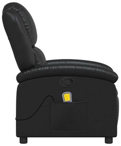Poltrona de massagens reclinável couro artificial preto