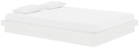 Estrutura de cama casal 135x190 cm madeira maciça branco