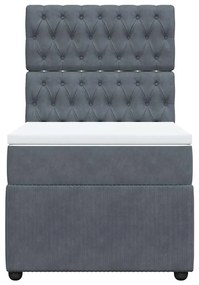 Cama com molas/colchão 80x200 cm veludo cinza-escuro