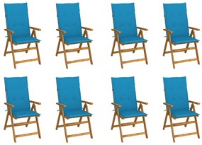 vidaXL Cadeiras de jardim dobráveis c/ almofadões 8 pcs acácia maciça