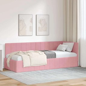 vidaXL Estrutura de Cama de Canto Rosa 80 cm x 200 cm Veludo