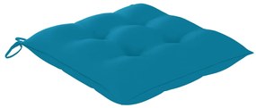 Cadeiras de jardim c/ almofadões azul-claro 2 pcs teca maciça