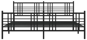 Estrutura de cama com cabeceira e pés 200x200 cm metal preto