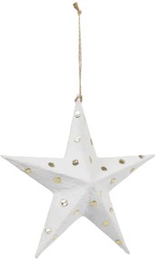Kave Home - Estrela decorativa grande Victorina branco e pontos dourados