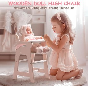 Cadeira alta para boneca (NÃO INCLUIDA) para crianças 50,8 × 27,9 × 24,9 cm Rosa