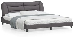 vidaXL Estrutura cama c/ cabeceira 180x200cm couro artificial cinzento