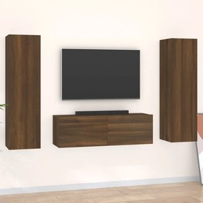 vidaXL Conjunto móveis de TV 3pcs madeira processada carvalho castanho