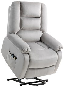 HOMCOM Poltrona de Levantamento com Função de Massagem 90x93x110 cm Cinza Claro | Aosom Portugal