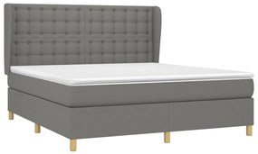 Cama com molas/colchão 160x200 cm tecido cinzento-escuro