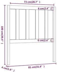 Cabeceira de cama 81x4x100 cm pinho maciço cinzento