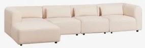 Sofá Modular Chaise Longue Esquerdo De 4 Peças Fogler Tecido Pele De Borrego Bege Creme - Sklum