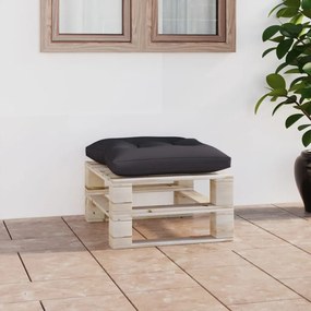 vidaXL Otomano de paletes para jardim com almofadão antracite pinho