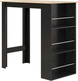 HOMCOM Mesa de Bar com 3 Prateleiras com Suporte Estilo Moderno para Cozinha Sala de Jantar 112x57x106 cm Preto e Madeira | Aosom Portugal