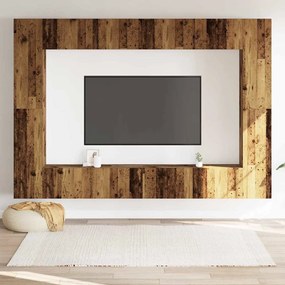 Conjunto de armário TV 8 peças montado na parede madeira velha