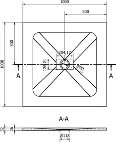 Mexen Hugo base de duche quadrada SMC 100 x 100 cm, branco - 42101010