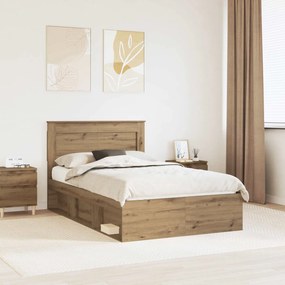 vidaXL Estrutura da Cama com cabeceira Carvalho Artesanal 135 x 190 cm