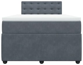 Cama boxspring com colchão 120x190 cm veludo cinzento-escuro