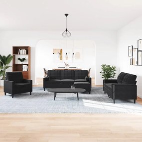 4 pcs conjunto de sofás com almofadões e rolos veludo preto