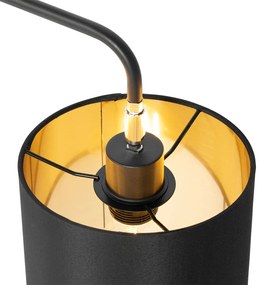 Candeeiro de mesa moderno preto com interior dourado - Lofty Moderno