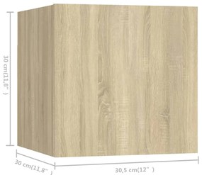 6pcs conjunto de móveis de TV derivados madeira carvalho sonoma